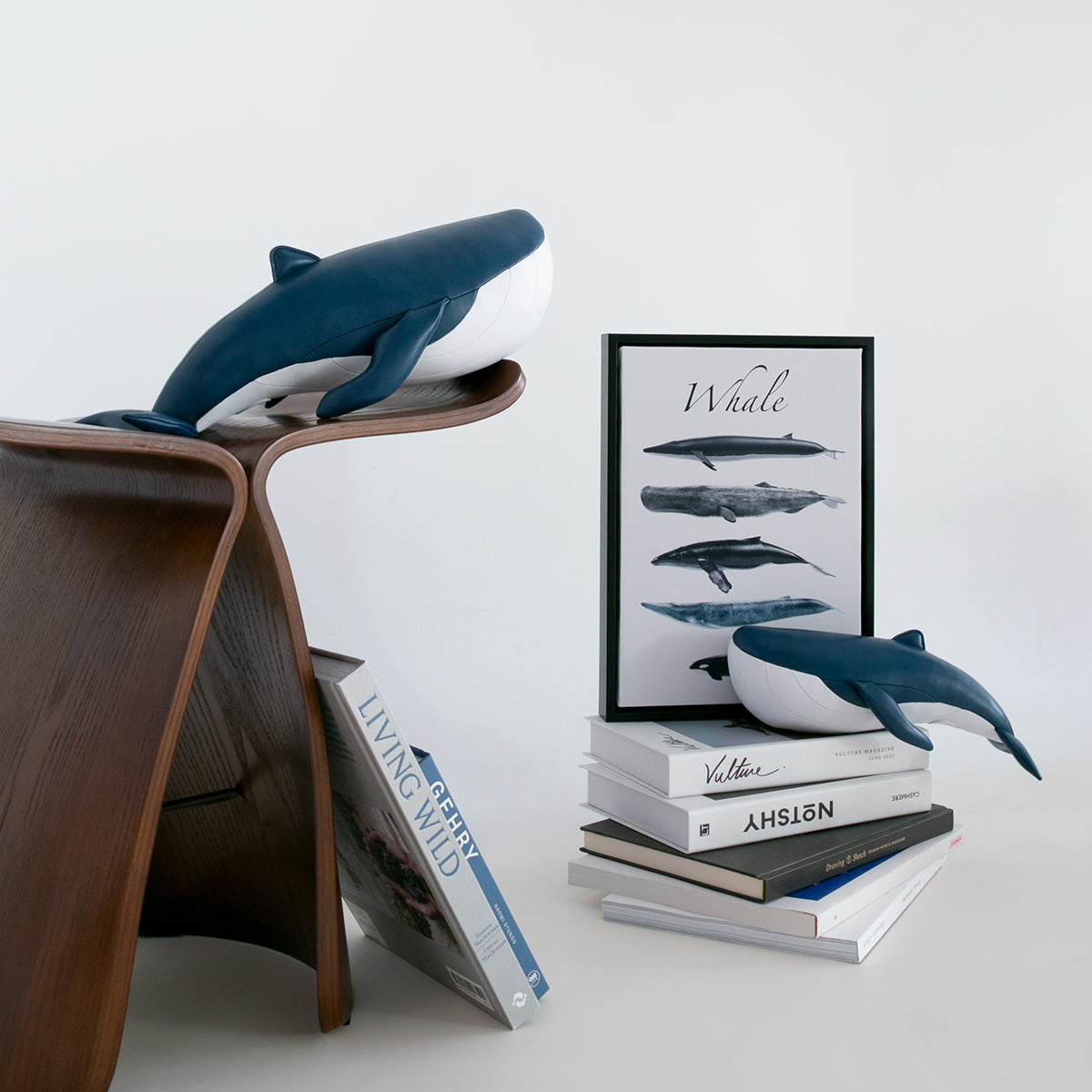 Bookend Whale Wave Midnight Blue