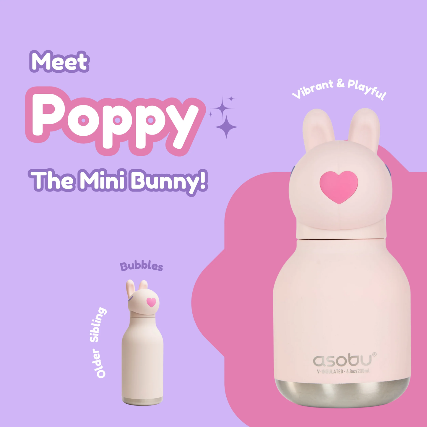 Asobu Bestie Bottle Mini 200ml Bunny