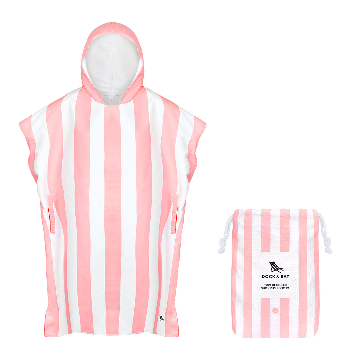 Dock & Bay Poncho Adult Cabana Collection Malibu Pink 100% Recycled 100% Recycled