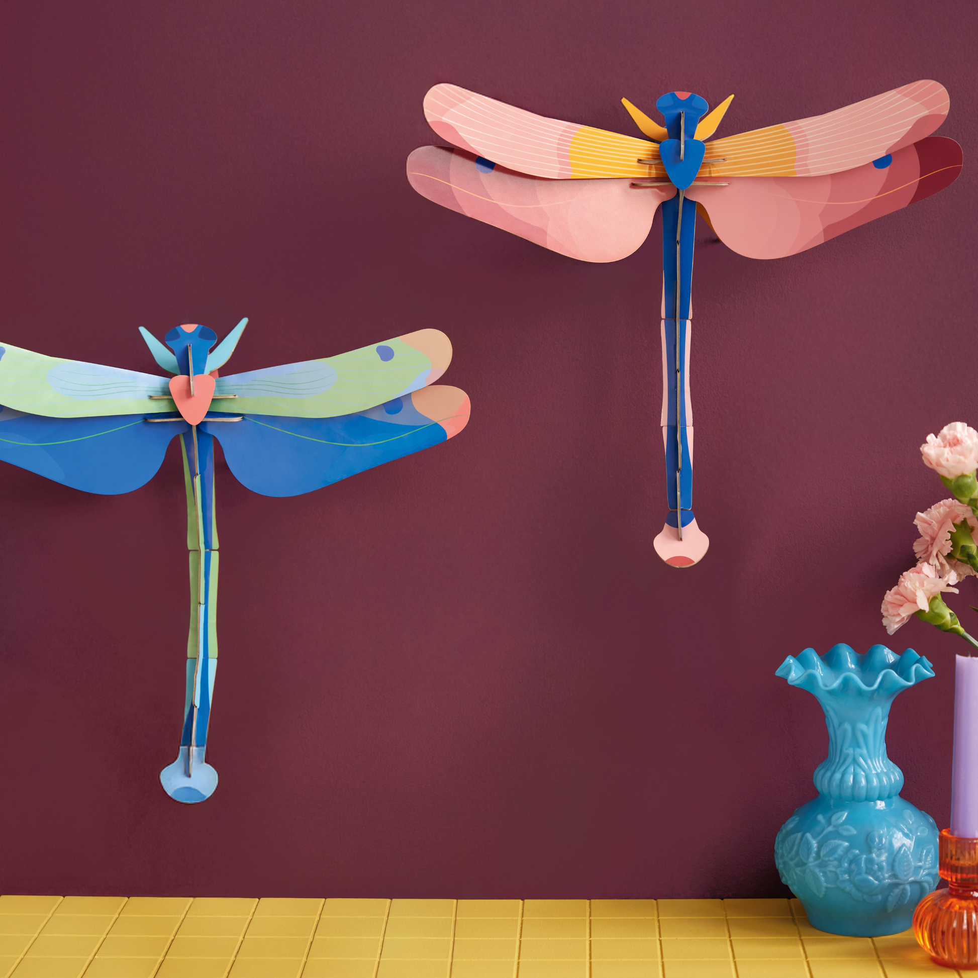 Studio Roof Wall Art Butterflies (A4) Dragonfly Pink