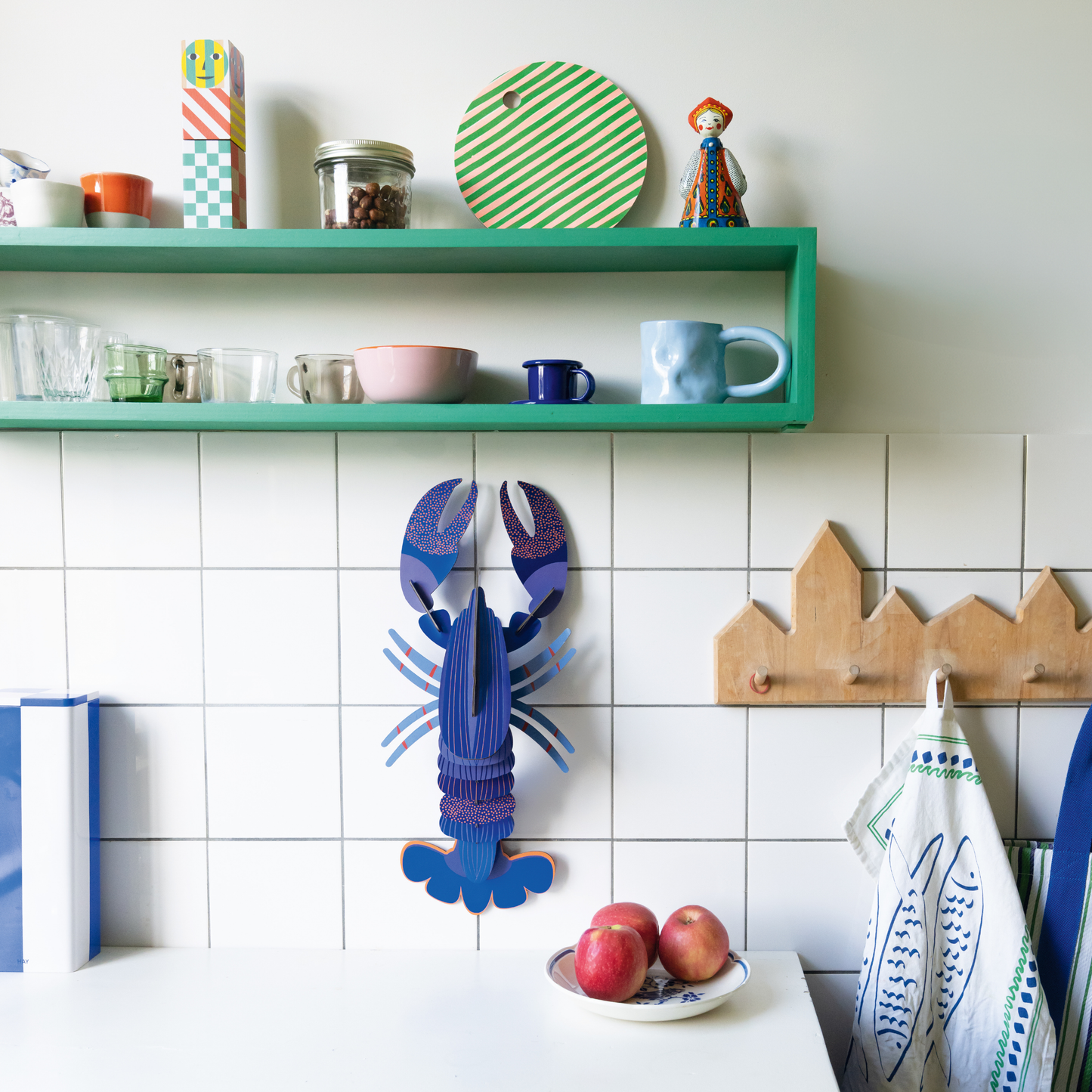 Studio Roof Wall Art Sea Creatures (B4) Lobster Lapis Blue
